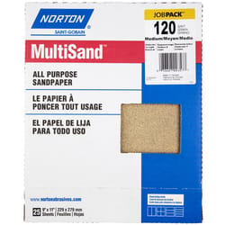 Norton MultiSand 11 in. L X 9 in. W 120 Grit Aluminum Oxide All Purpose Sandpaper 25 pk