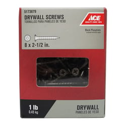 Ace No. 8 wire X 2-1/2 in. L Phillips Coarse Drywall Screws 1 lb 114 pk