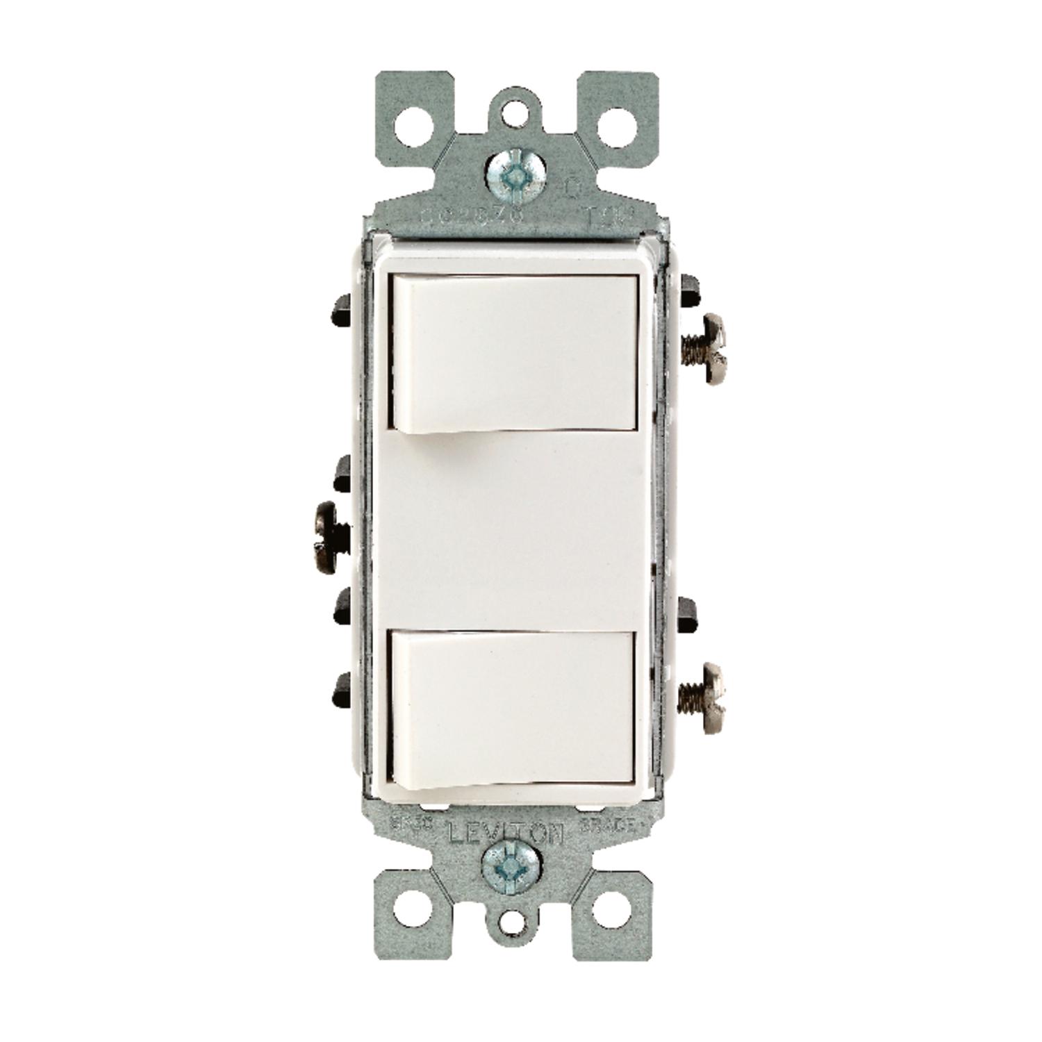 Leviton Decora 15 amps Rocker Switch White 1 pk - 01754-0WS - Electrical Switches  sku 01754-0WS