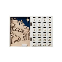 Glitzhome LED Multicolored Lighted Xmas Nativity Advent Calendar Table Decor 13 in.