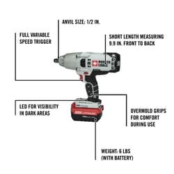 Porter Cable 20 V 1/2 in. Cordless Brushed Impact Wrench Kit (Battery & Charger)