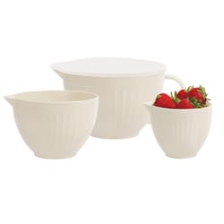 OGGI 3 qt Plastic Ivory Mixing Bowl Set 3 pc
