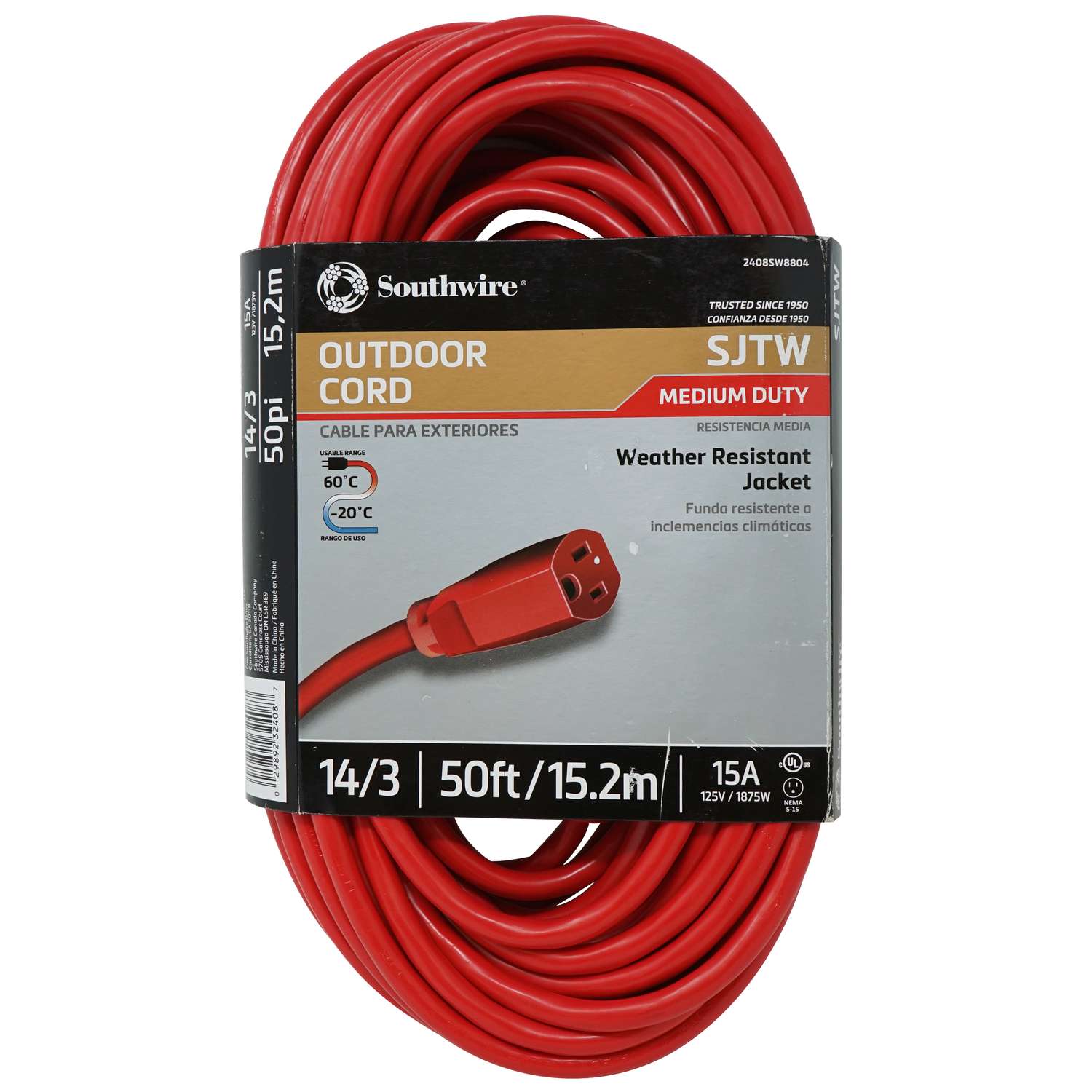 Southwire Outdoor 50 ft. L Red Extension Cord 14/3 SJTW - Ace Hardware