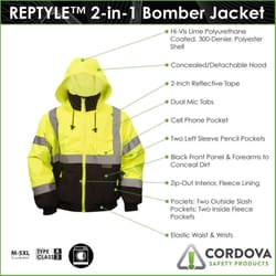 Cordova Reptyle M Long Sleeve Men's Hooded Safety Jacket Lime