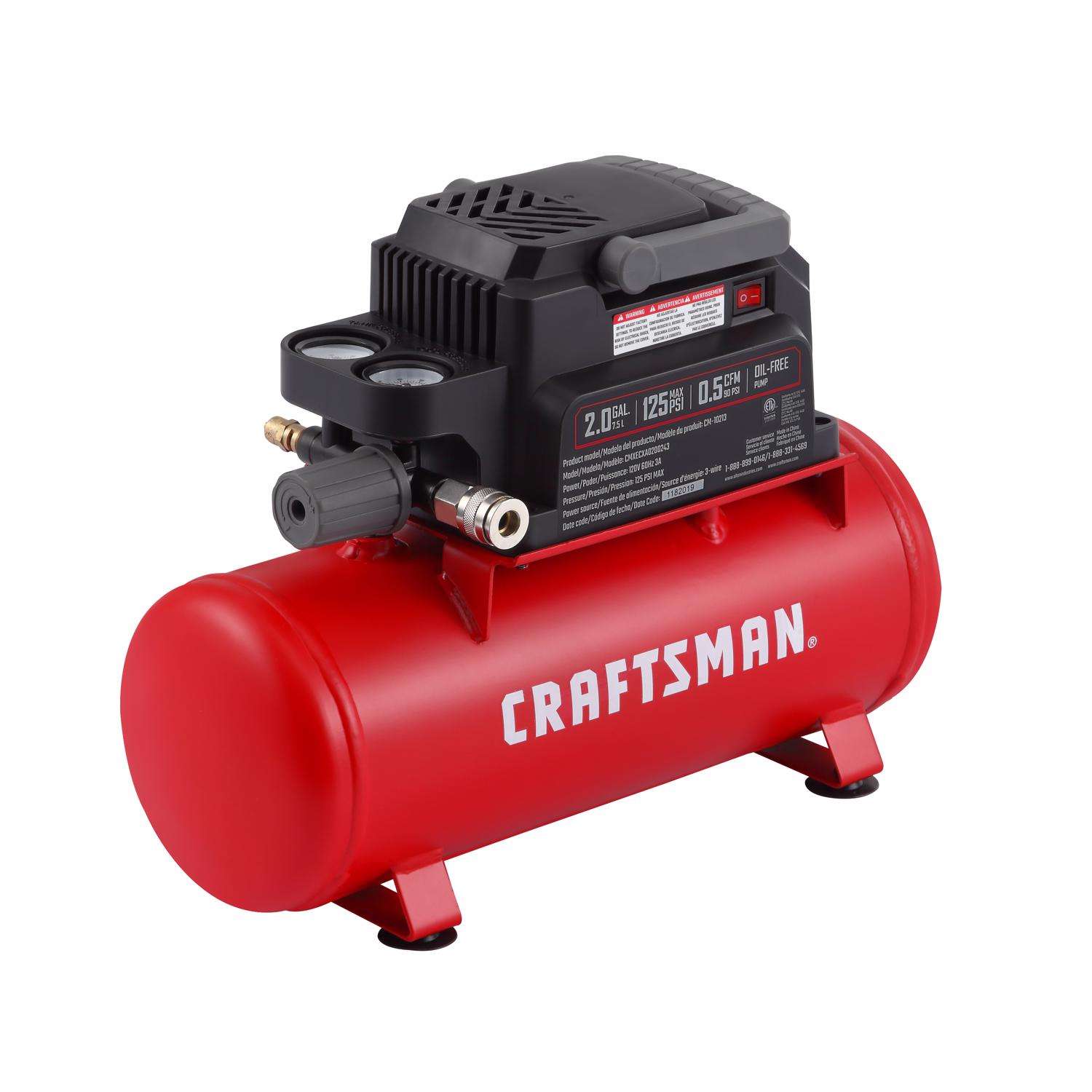 Craftsman 3 gallon air deals compressor 125 psi