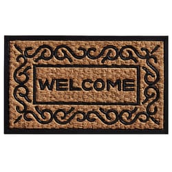 Home & More Carbella Welcome 18 W X 30 L Black/Brown Rectangle Coir Door Mat