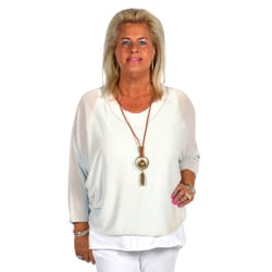 Catherine Lillywhite's One Size Fits All 3/4 Sleeve Women's Boat Neck White Top