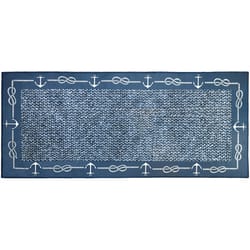 Homefires 21 in. W X 54 in. L Blue/White Nautica Polyester Accent Rug