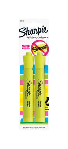 Sharpie 4pk Highlighters Smear Guard Chisel Tip Yellow : Target