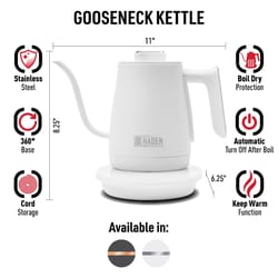 Haden Gooseneck Ivory Mid Century Modern Stainless Steel 0.6 L Electric Tea Kettle