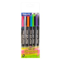 Bazic Products Twin Tip Neon Color Assorted Chisel Tip Highlighter 5 pk