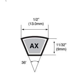 Mitsuboshi Raw Edge Cogged V-Belt 0.5 in. W X 26 in. L For All Motors