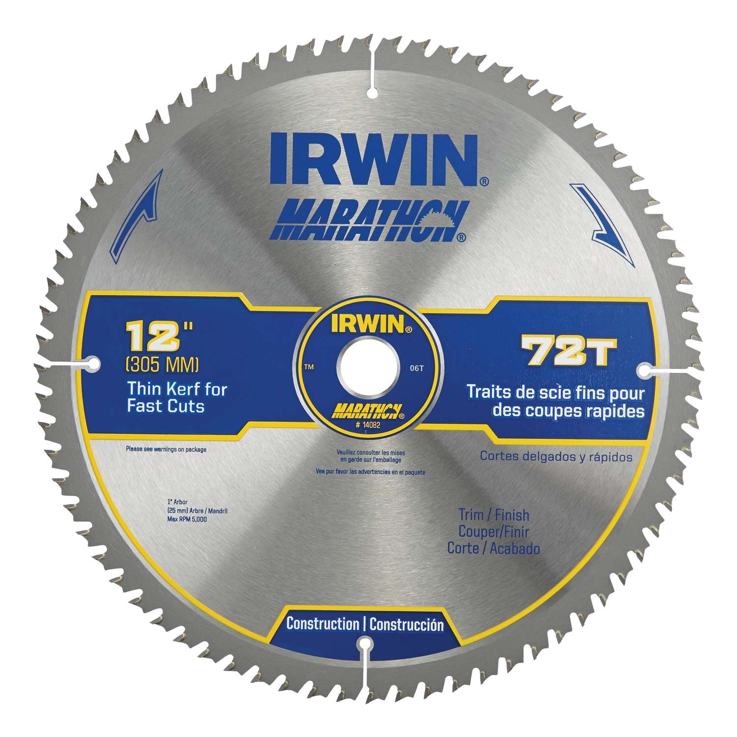 Irwin Marathon 12 in. D X 1 in. S Carbide Miter and Table Saw Blade 72