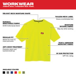 Milwaukee XL Short Sleeve Men's Round Neck Yellow Heavy Duty Pocket Tee Shirt