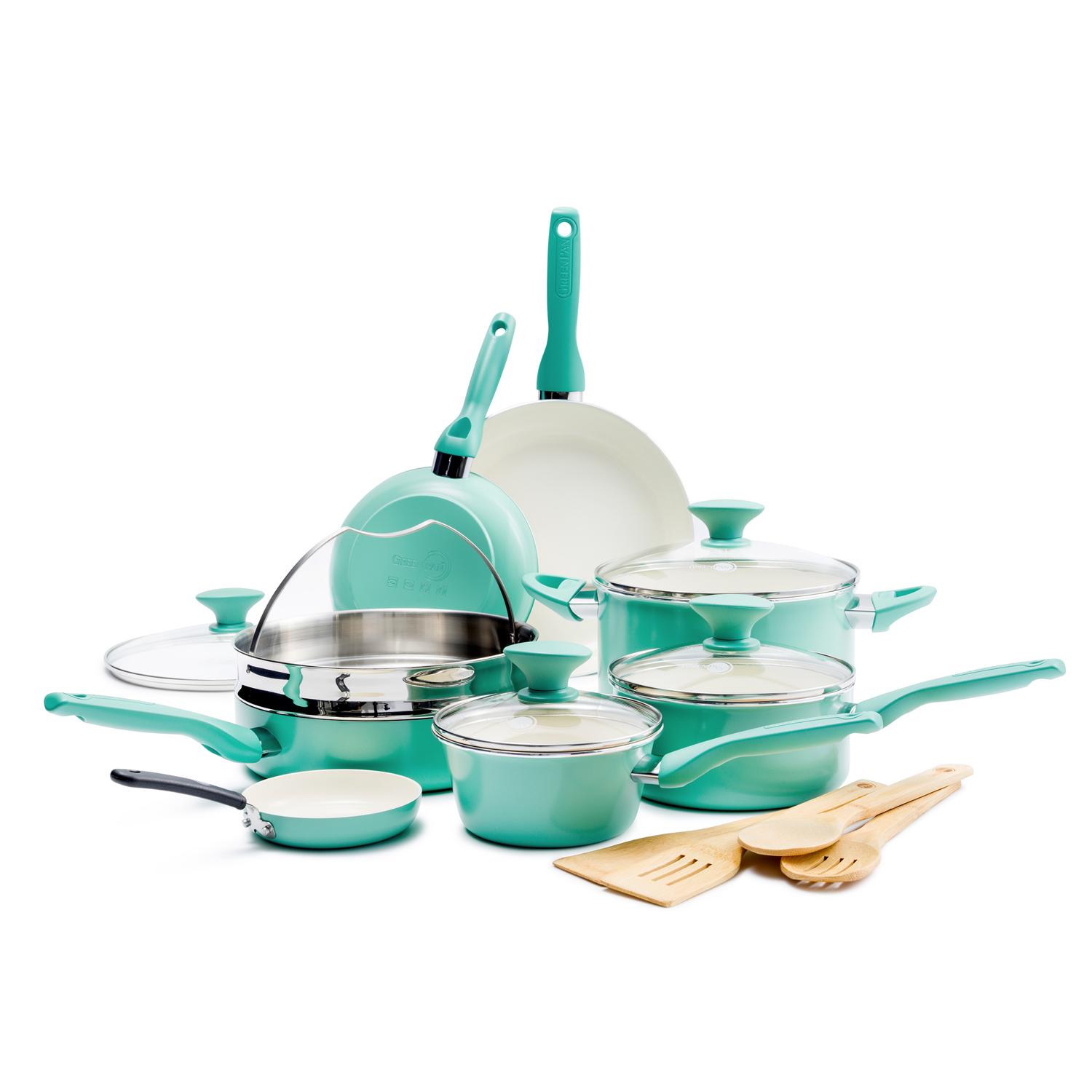 GreenPan RIO Ceramic Cookware Set Turquoise - Sansujyuku