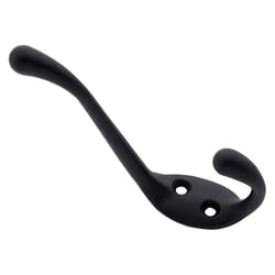 National Hardware Medium Matte Black Metal 3.30 in. L Heavy Duty Garment Hook 35 lb 1 pk