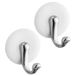 iDesign Silver/White Metal Medium Hook 1 pk