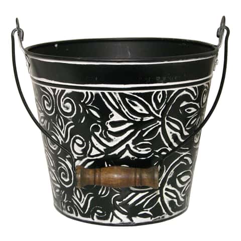 Robert Allen 7 in. H X 8 in. W Metal Planter Whitewash