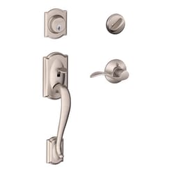 Schlage Camelot / Accent Satin Nickel Single Cylinder Handleset and Knob Right or Left Handed