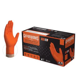 Gloveworks Nitrile Disposable Gloves Large Orange Powder Free 100 pk