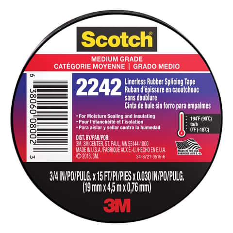 Scotch 3/4 in. W X 15 ft. L Black Rubber Splicing Tape - Ace Hardware