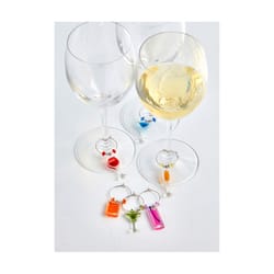 Prodyne Multicolored Acrylic/Stainless Steel Colorful Cocktails Wine Charms