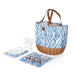 Picnic Time Blue/White Wicker Picnic Basket