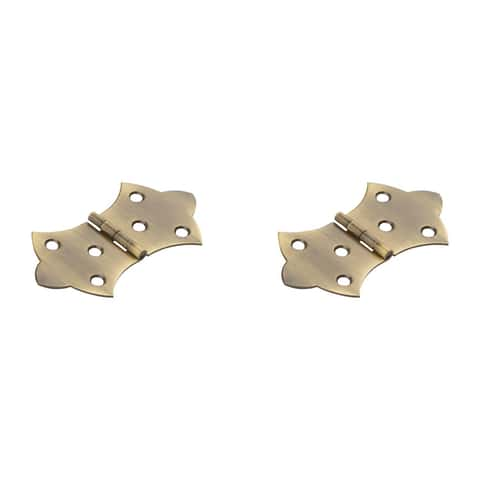 Butterfly Hinges - Decorative Cabinet Hinges - Brass Finish - 2 Pack