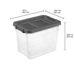 Sterilite 30 qt Clear/Gray Storage Box 13-1/4 in. H X 18 in. W X 12-5/8 in. D Stackable