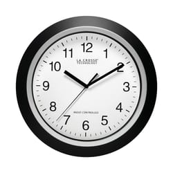 La Crosse 12 in. L X 1 in. W Indoor Casual Analog Atomic Wall Clock Glass/Plastic Black/Silver