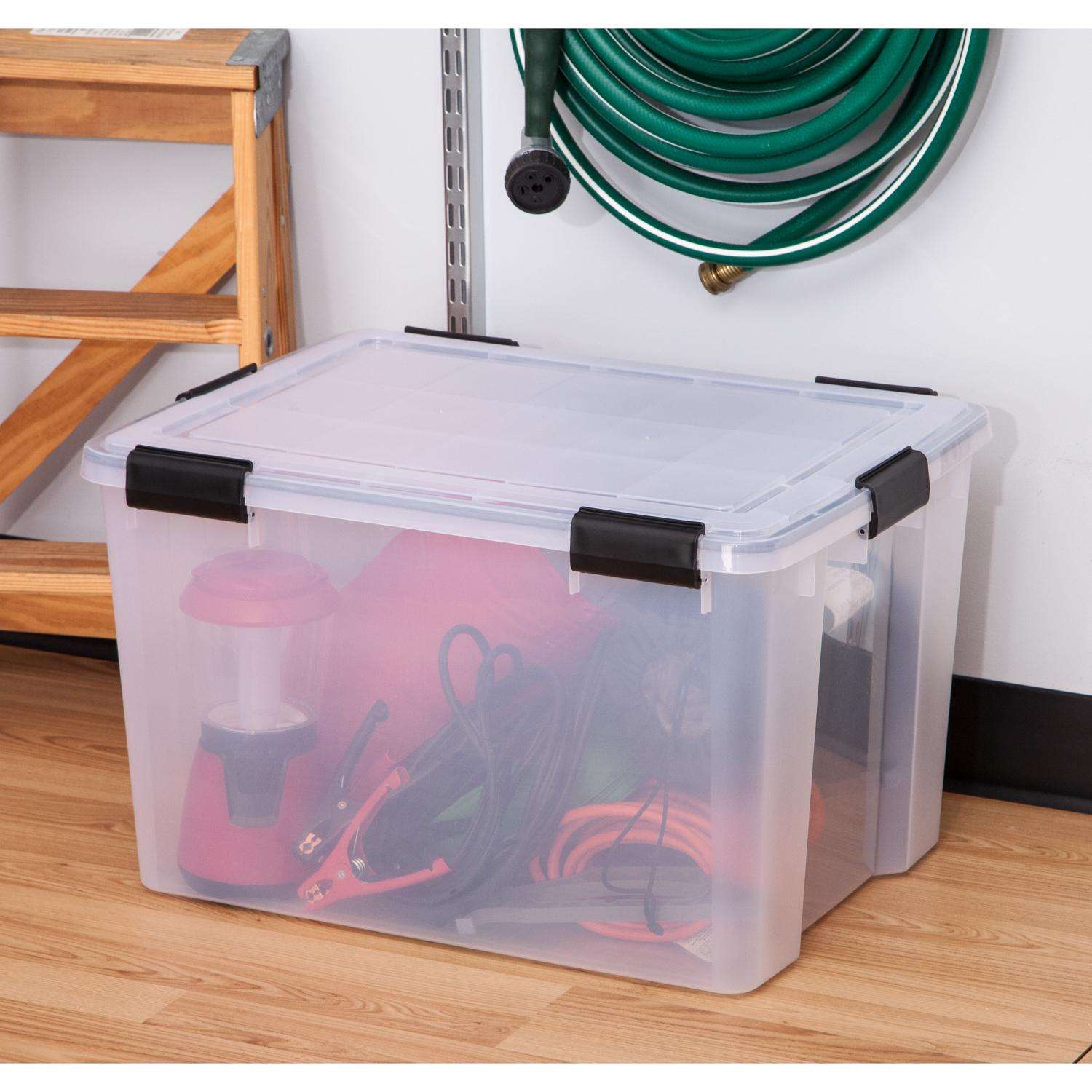 IRIS USA 60-Quart WeatherPro Gasket Clear Plastic Storage Box with