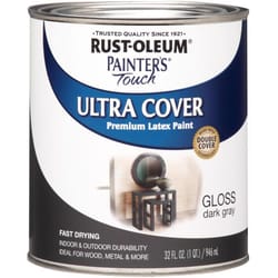 Rust-Oleum Painters Touch Ultra Cover Gloss Dark Gray Water-Based Acrylic Ultra Cover Paint 1 qt