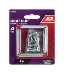 Ace 2 in. H X 3.75 in. W X 2 in. D Galvanized Steel Inside L Corner Brace
