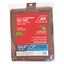 Ace 12 ft. W X 16 ft. L Medium Duty Polyethylene Tarp Brown/Green