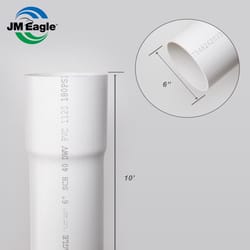 JM Eagle 6 in. D X 10 ft. L PVC Sewer and Drain Pipe