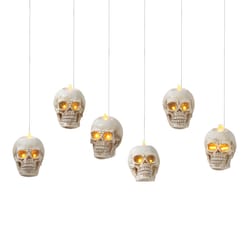 Gerson 4.92 in. Lighted Hanging Skulls Halloween Decor