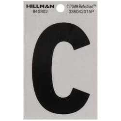 Hillman 3 in. Reflective Black Vinyl Self-Adhesive Letter C 1 pc