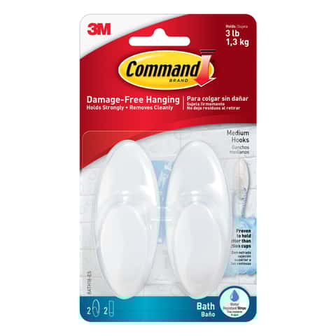 Command Medium Plastic Bath Hook 2 pk