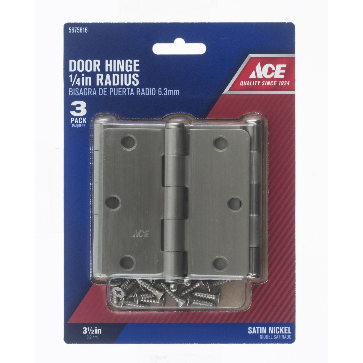 Ace 3-1/2 in. L Satin Nickel Door Hinge 3 pk - 01-3550-318 - Hardware Accessories  sku 01-3550-318