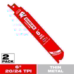 Diablo 6 in. Bi-Metal Thin Metal Reciprocating Saw Blade 20/24 TPI 2 pk