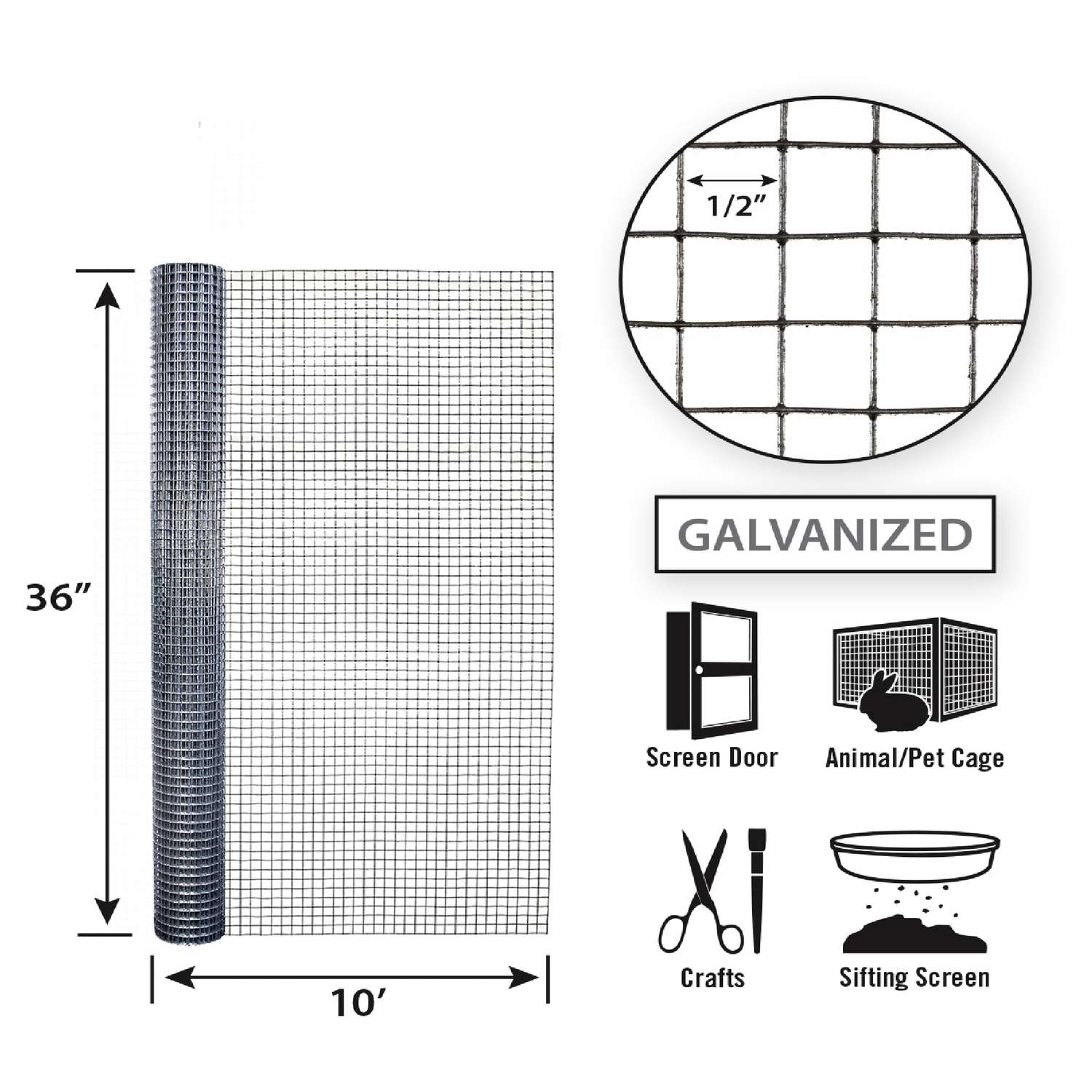 Garden Craft 36 in. H X 10 L Steel Hardware Cloth Garden Craft 36 in. H X 10 L Steel Hardware Cloth