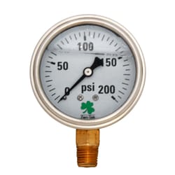 Zenport 2.5 in. ABS Plastic Glycerin Filled Pressure Gauge 200 psi