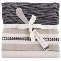 Karma Lisbon Gray Cotton Charcoal Tea Towel 1 pk