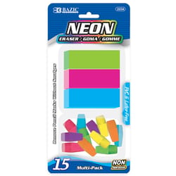 Bazic Products Assorted Neon Pencil Eraser Assortment 15 pk