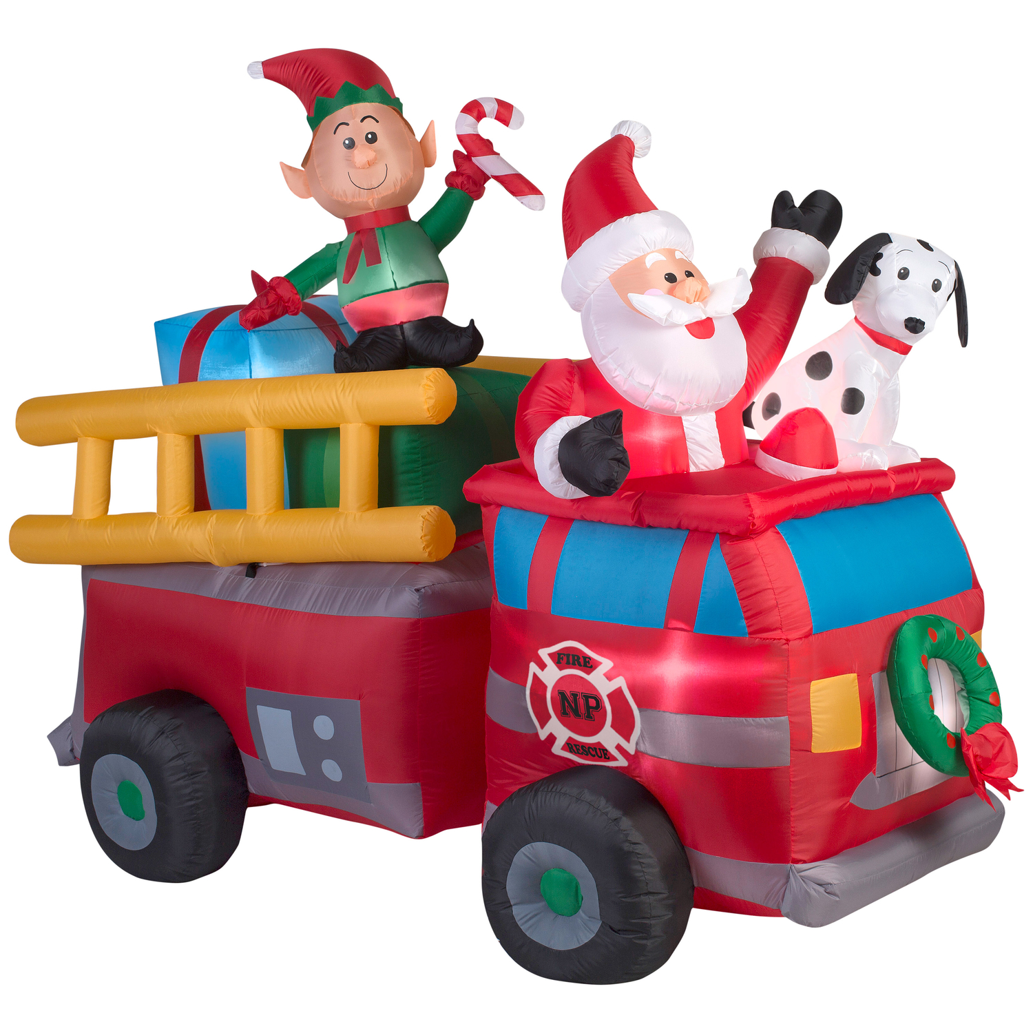 UPC 086786394663 product image for Znone Airblown Fire Truck Santa Christmas Inflatable Multicolored Polyester 1 pk | upcitemdb.com