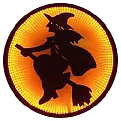 Celebrations Orange 63 ct 13.75 in. LED Prelit Witch on Broom Window Decor