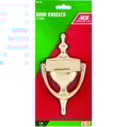 Ace 7 in. L Brushed Gold Brass Door Knocker