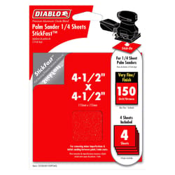 Diablo StickFast 4-1/2 in. L X 4-1/2 in. W 150 Grit Aluminum Oxide Sanding Sheet 4 pk