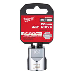 Milwaukee 20 mm X 3/8 in. drive Metric 6 Point Standard Socket 1 pc