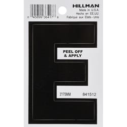 HILLMAN 3 in. Black Vinyl Self-Adhesive Letter E 1 pc